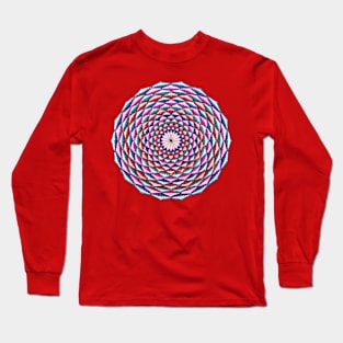 Handmade red, pink, blue mandala art Long Sleeve T-Shirt